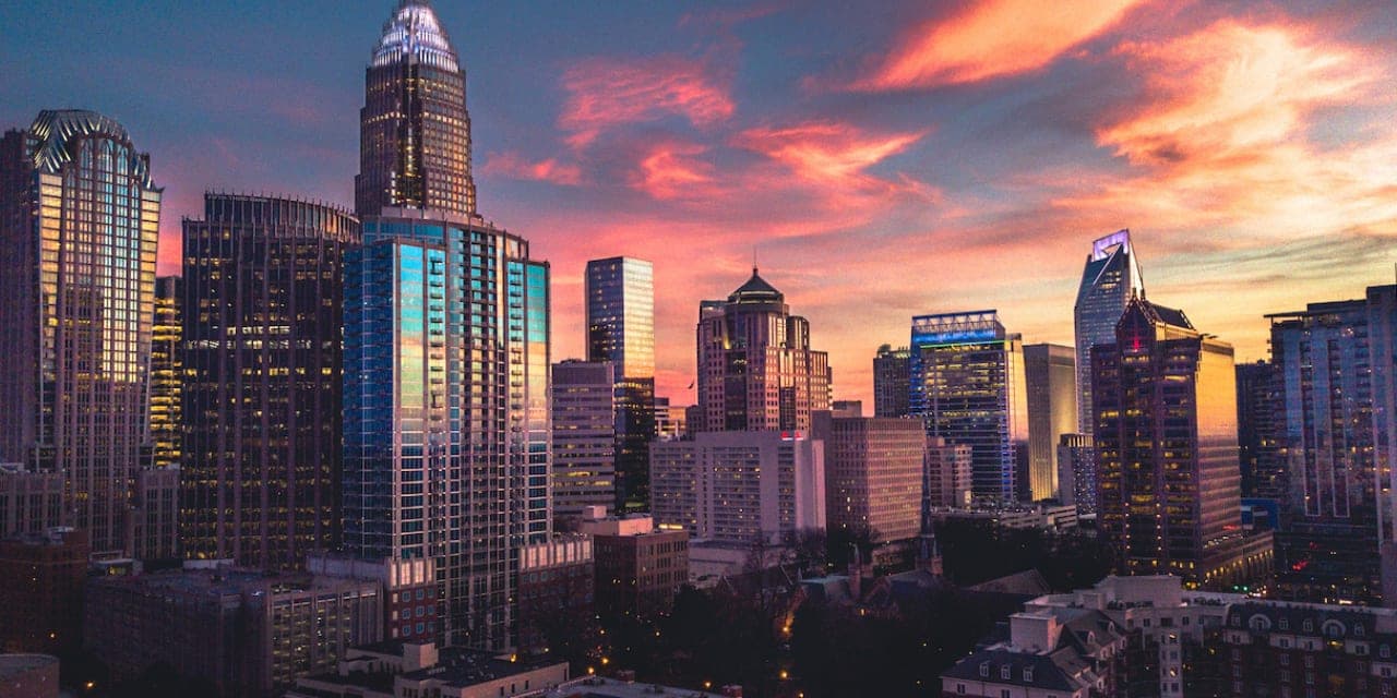 Picture of Charlotte at evening with a sunset